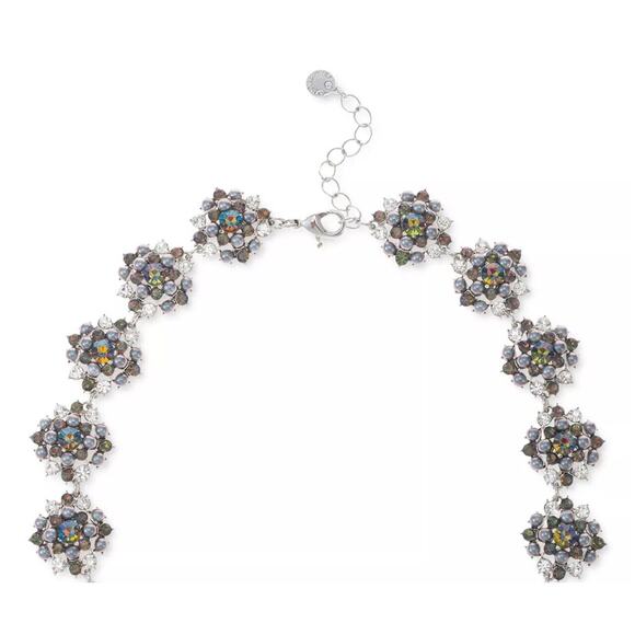 Charter Club Statement Necklace Crystal Cluster Chic Silver Tone VTG Stylish NWT - Picture 3 of 5